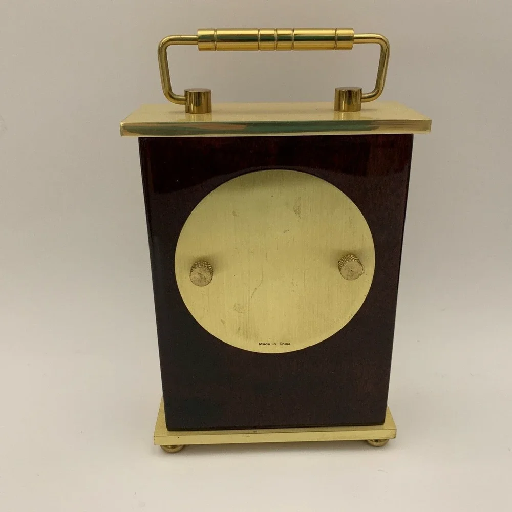 Quartz Linden Shelf Mantel Clock Brown Gold-Tone For Parts‎